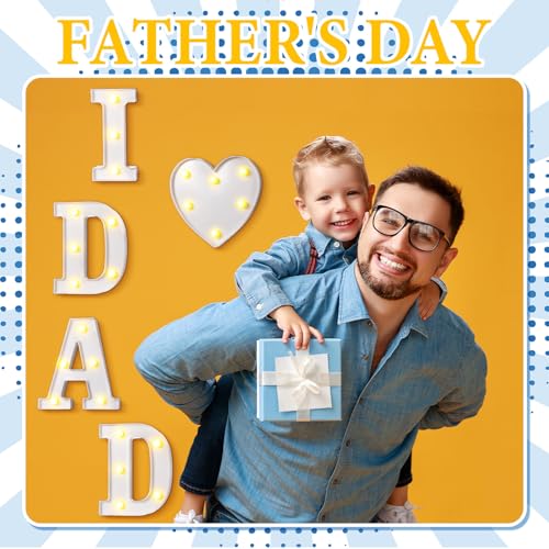Aurelema 5 Pcs Fathers Day Decorations Love You Dad LED Letter Light Sign Battery Powered Father's Day Centerpieces for Dad from Daughter Son for Home Party - size: 8.27 inches, style: Father's Day