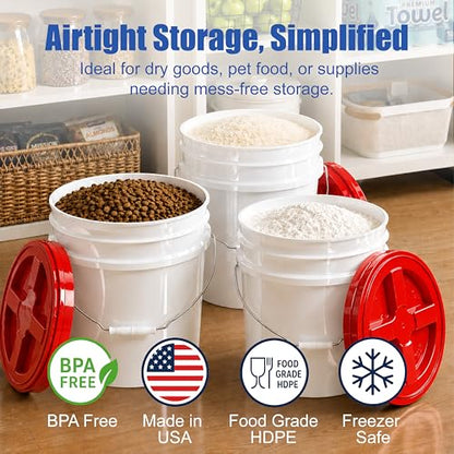 ePackageSupply 3.5 Gallon Bucket, Food-Grade w/Lid, BPA-Free, Red, 1 Pack | Airtight Gamma Seal Screw-On Lid, Heavy-Duty 90 Mil HDPE Plastic, Food Safe and Durable Container, Bulk Storage, Made in USA - color: Red, size: 1 Pack