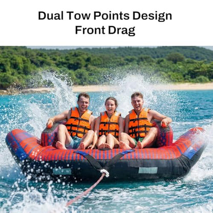 PEAKFLOW Towable Tube,Boat Tube,1-3 Person,Tubes for Boating,PVC Liner and Full Nylon Cover,Lake & Ocean Fun - size: 3 Rider Horizon