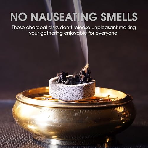 Sunlight® Charcoal Tablets for Incense– Quick Light Charcoal Tablets – Charcoal Disk Lights – 33 mm Resin Burner Rolls – – Charcoal Burner - Instant Fire Coal Tablet (100 Count (Pack of 1)) - size: 100 Count (Pack of 1)