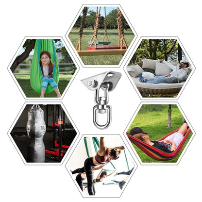 Hammock Hanging Kit, 2 Pack Hanging Chair Hardware 360°Rotating Hammock Hooks Heavy Duty, Hammock Chair Hanging Kit & Swing Ceiling Hook Snap for Hammock Chair,Heavy Bag,Seat,Yoga,Gym,1000 lb Capacity