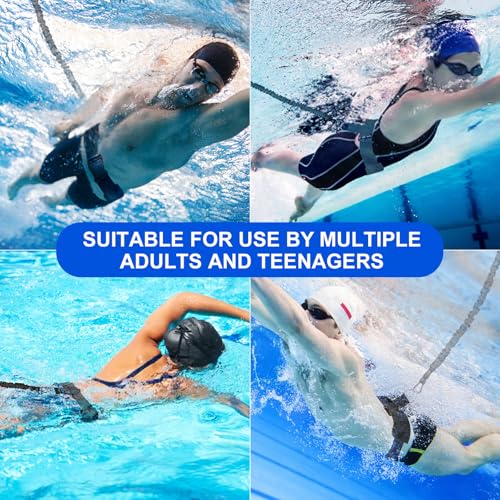 Swimming Training Belt 8-25FT Adjustable Swimming Resistance Belt, Stationary Harness for Any Pool Without Counter Current System - color: Black