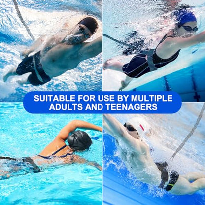 Swimming Training Belt 8-25FT Adjustable Swimming Resistance Belt, Stationary Harness for Any Pool Without Counter Current System - color: Black