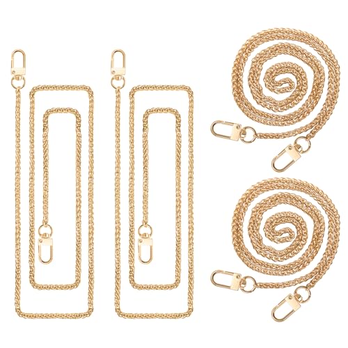 ELANE 4 Pack Purse Chain Strap，47 inch Purse Straps Replacement Crossbody Purse Chains for Handbags DIY - color: O-light Gold-4 Pack