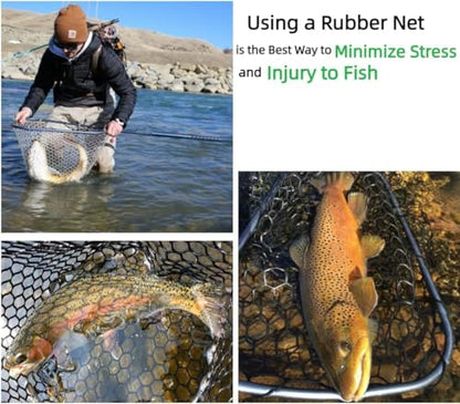 Rubber Fishing Net Replacement Hook Resist Net for Fly Fish Landing Net - color: White, size: L:Fits Hoop 19.7"-21"|Net Dia.19.7"|Depth 24"