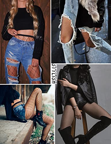 Avidlove Fishnet Stockings for Women Footless High Waist Fishnets Tight | Thigh High Stockings, Open Toe, High Stretch, Comfortable, Gothic Costume, Rave Outfits, for Cosplay, Halloween - color: Black-4 Pairs