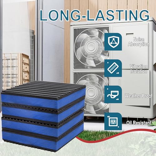 8-Pack Anti Vibration Pads, 4x4x7/8 Inch, EVA Rubber Isolation Mats | Heavy Duty Vibration Isolation Pads for Air Compressos, Conditioner, Treadmill, HVAC Washer Dryer