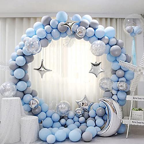 54Pcs Star Foil Balloons Moon Foil Mylar Balloons with 50Pcs Silver Star Balloons and 4Pcs Large Moon Foil Balloons for Baby Shower Christmas Anniversary Engagement Wedding Birthday Party Decoration : Toys & Games