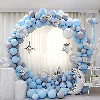 54Pcs Star Foil Balloons Moon Foil Mylar Balloons with 50Pcs Silver Star Balloons and 4Pcs Large Moon Foil Balloons for Baby Shower Christmas Anniversary Engagement Wedding Birthday Party Decoration : Toys & Games