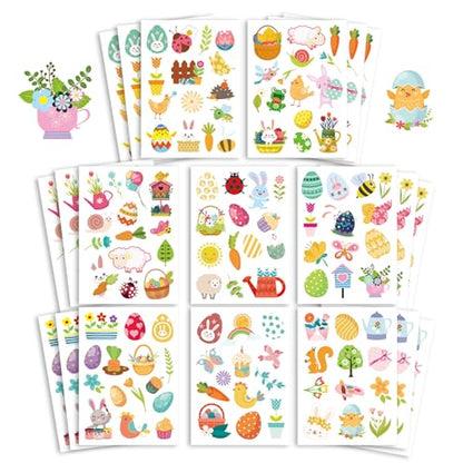 Easter Stickers for Kids, 24 Sheets Spring Stickers, Easter Theme Stickers Easter Egg Bunny Stickers for Easter Party Favor Supplies, Easter Treats for Kids, Easter Basket Stuffers - style: Easter