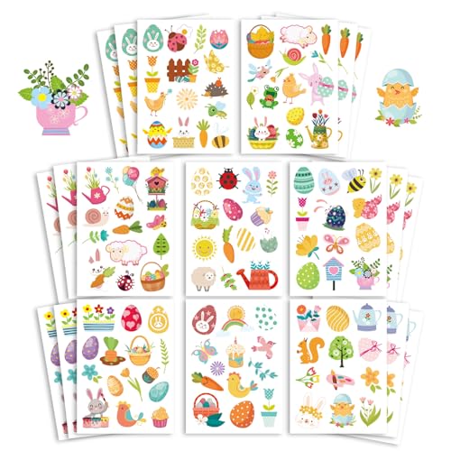 Easter Stickers for Kids, 24 Sheets Spring Stickers, Easter Theme Stickers Easter Egg Bunny Stickers for Easter Party Favor Supplies, Easter Treats for Kids, Easter Basket Stuffers - style: Easter