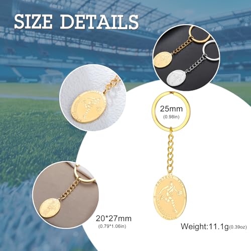 Dreamtimes St. Sebastian Medal Keychain for Men Women Stainless Steel Religious Saint Patron of Athletes Catholic Keychain - style: Soccer-g