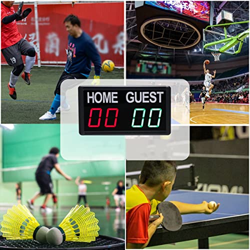 Mini Electronic Digital Scoreboard, Indoor LED Scoreboard,5-Level Brightness Adjustment, with Remote Wall Mount, for Basketball Baseball Badminton Football Game