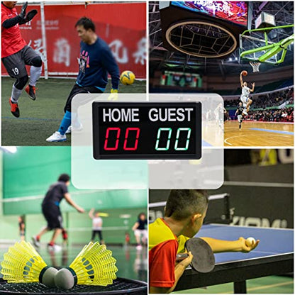 Mini Electronic Digital Scoreboard, Indoor LED Scoreboard,5-Level Brightness Adjustment, with Remote Wall Mount, for Basketball Baseball Badminton Football Game