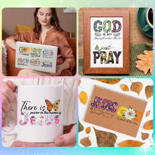 20 Sheets Bible Verse UV DTF Cup Wrap Transfer Decals for Glass | Religious Faith Jesus UVDTF Stickers, Inspirational Waterproof Transfer, for Mug Wood DIY Crafts, Strong Adhesion - style: Jesus