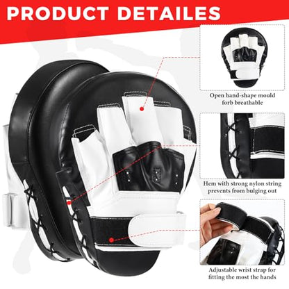 Simgoing 4 Pcs Boxing Pads Taekwondo Kick Pads Set Curved Focus Punching Mitts Martial Arts Kicking Targets Sparring Mat for Kids Men Women