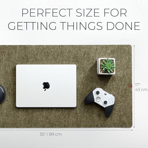 Nordik Felt Desk Mat - Large Felt Desk Pad - Timber Moss Green (35 x 17 in) | Premium Desk Matt for Desktop, Full Desk Keyboard Mouse Pad, High Quality Felt and Non-Slip Rubber Liner for Home and Office - color: Timber Moss