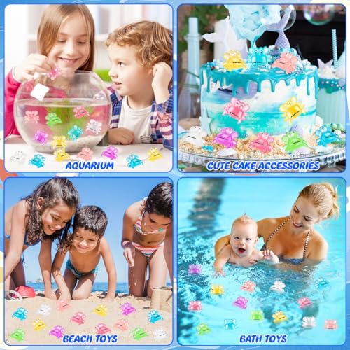63PCS Luminous Mini Resin Crabs Figurines Cute Tiny Miniature Crabs | 7 Colors Cute Crab Figurines Glow in The Dark, Micro Moss Landscape, Dollhouse, Pots, DIY Crafts, Hidden Game - style: MiniCrab 63PCS