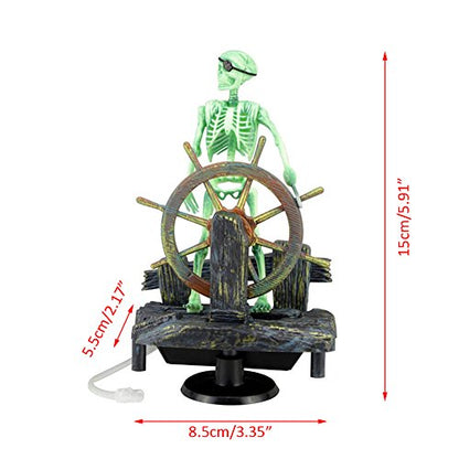 Action-Aquarium Skeleton Pirate Captain Ornament Fish Tank Landscape Decoration