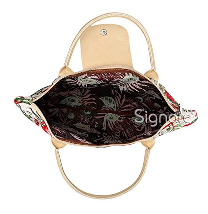 Signare Tapestry Foldable Tote Bag Reusable Shopping Bag Grocery Bag - color: Flamingo