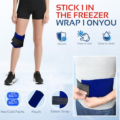 Ice Packs for Injuries Reusable (3-Piece Set) – Hot and Cold Ice Packs for Knee, Reusable Gel Wraps Support, Adjustable Ice Pack Pain Relief for Shoulders, Back Joints Muscles, Knees, Arms and Legs - size: 3 Piece Set - Regular, style: Light Blue