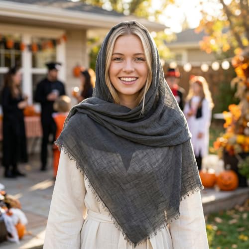 Nydotd Women Summer Cotton Linen Scarf Crinkle Long Beach Shawl Wrap hijab with Fringe - color: Dark Grey