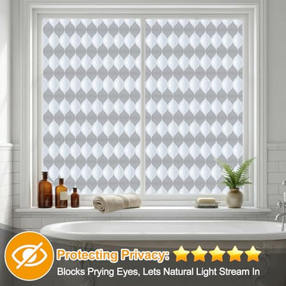 Countewol Frosted Window Privacy Film, Static Cling Non-Adhesive, Removable & Reusable, Anti-UV Heat Blocking for Bathroom Bedroom Office (Wave Frosted, 35.4 x 78.7 in) - color: Wave Frosted, size: 35.4 x 78.7 in