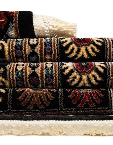Rugs.com Bokhara Collection Rug – 6 Ft Runner Black Medium-Pile Rug Perfect for Hallways, Entryways - color: Black, size: 2' x 6' Runner