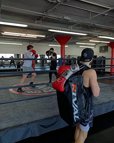 RIVAL Boxing RS100 Professional Lace-Up Sparring Gloves, Handcrafted with Super-Rich Microfiber PU, Ergonomically Designed to Perfectly Fit Your Hand - color: Red/Silver, size: 18 oz.