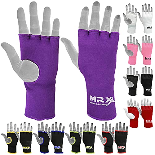 Muay Thai Boxing Inner Gloves Protective Hand Wrap MMA Fist (Purple, Small) - color: Purple, size: Small
