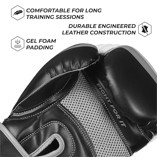 Sanabul Essential Gel Boxing Gloves for Men & Women, Kickboxing MMA, Muay Thai Gloves and Heavy Bag Training Punching & Sparring - color: Black/Metallic Silver, size: 10 oz
