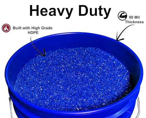 5-Gallon Bucket with Airtight Lid – Made in USA, Food Grade BPA Free Plastic, Heavy Duty Multi-Use, Metal Handle with Grip, Stackable Storage – Blue, 3 Pack - color: Blue, size: 3