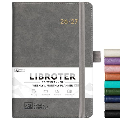 2026-2027 Planner - Academic Planner 2026-2027 Weekly Monthly Planner, July 2026 - June 2027, 5.7'' x 8.4'', Thick Paper, Leather Cover, Pen Holder, Back Pocket, Perfect Daily Organizer- Grey - color: Grey