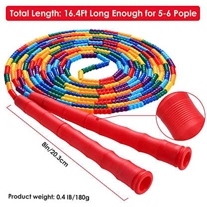 Double Dutch Jump Rope Long Jump Rope 16 FT 1 Pack/2 Pack, Adjustable Soft Beaded Diy Jump Rope for Kids Adult Long Enough for 5-6 Jumpers - color: Red-1 Pack