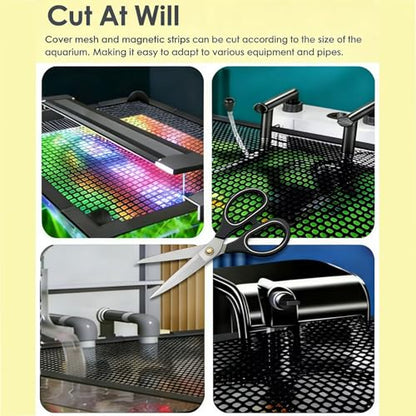 Magnetic Aquarium Anti-Jumping Mesh Net, Aquarium Lid Fish Tank Top Cover Hood Jump Cover Adjustable DIY Mesh Lid(90cm x 40cm) - size: 90cm x 40cm