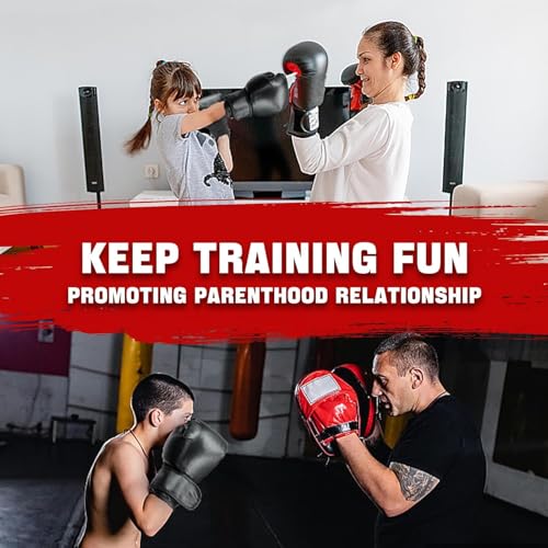 14 Pcs Boxing Set Boxing Equipment Set for Beginners Including 2 Pair of 6 oz Boxing Gloves Headgear Helmet Hand Wraps Mouth Guards Gifts Training Equipment - color: Red & Blue