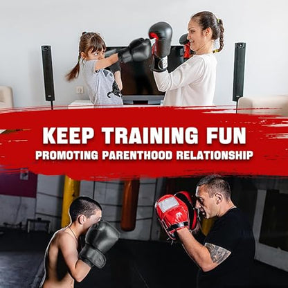 14 Pcs Boxing Set Boxing Equipment Set for Beginners Including 2 Pair of 6 oz Boxing Gloves Headgear Helmet Hand Wraps Mouth Guards Gifts Training Equipment - color: Black & Black