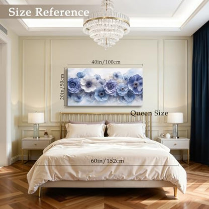 imjiayu Floral Wall Art, Large Blue White Flower Canvas Print 20"x40" - color: Blue and White Flowers, size: 40"L x 20"W