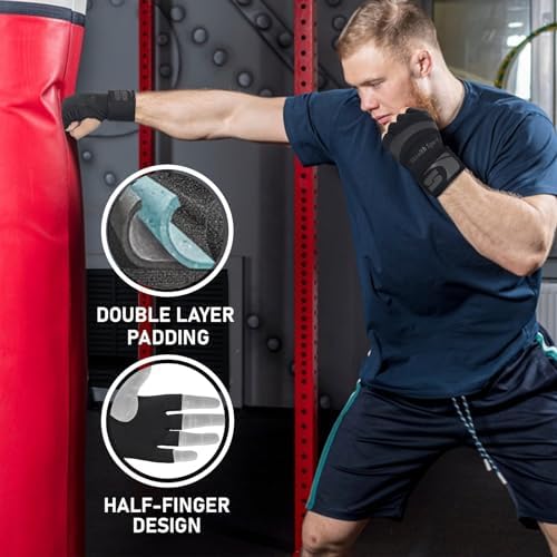 Boxing Inner Gloves Neoprene Wrist Support Padded Gel Wraps Hand Protection Boxing Bag Hand Wraps for Punching MMA Martial Arts Muay Thai Speed Bag Training – Under Mitts - size: Large