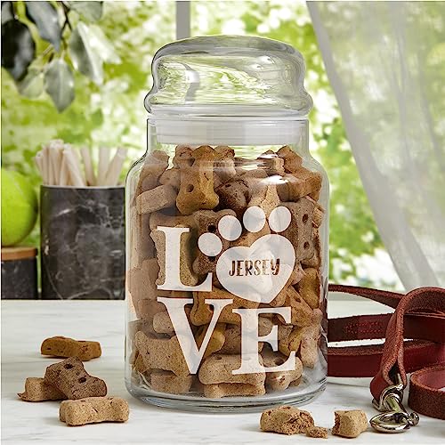 Let's Make Memories Personalized Pet Treat Jars - For Dog and Cat Owners, Pet Parents - Love - color: Love Pawprint