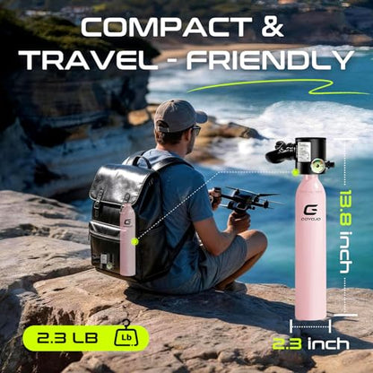 GOYOJO Mini Scuba Tank, Portable Diving Lung Air Tank with DOT Certified | Refillable Emergency Backup Pony Bottle for Snorkeling, Underwater Breathing, Training - color: 0.5L Blossom Pink
