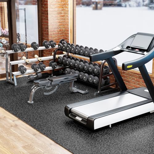12 Tiles Exercise Mat, 48 Sq.Ft Interlocking Foam Floor Mat with Rubber Top, Non-Slip Waterproof Puzzle Gym Mat for Home Workout Equipment & Garage, 0.79" Thick (Black)