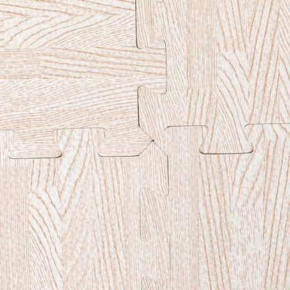 25 Pcs Wood Grain Floor,Thick Printed Foam Tiles, Patchwork Foam Mat, Foam Interlocking Tiles Mat, Exercise Puzzle Floor Mat Interlocking Tiles EVA &PE Foam 24''L x24''W (White, 24'' x24'') - color: White