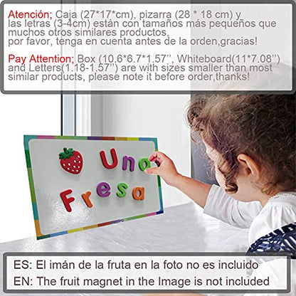 Spanish & English Magnetic Alphabet Letters & Number ABC Magnets Whiteboard, Letras Españolas Y Números Magnéticos para Niños, Educational Learning Toys for Kids Classroom Teaching Tool (4 Sets ES1) - style: 4 Sets ES1