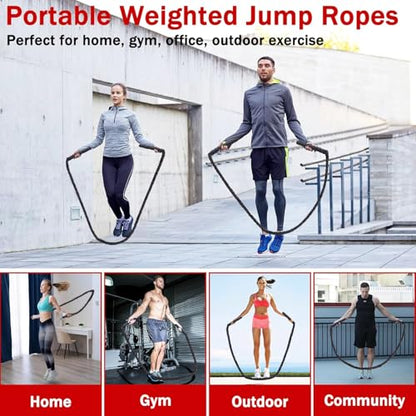 Weighted Jump Rope for Men Women, 1.5lb 2.8lb Heavy Jumping Ropes for Fitness, Adult Skipping Rope for Home Gym Exercise, Improve Strength and Building Muscle Workout Equipment - size: 2.8LB