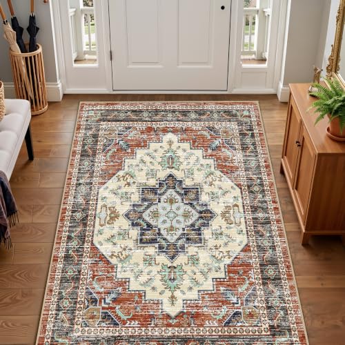 Area Rugs 3x5 Washable Non-Slip Boho Indoor Carpets, Taupe Red - color: Taupe Red, size: 3' x 5' (Rectangular)