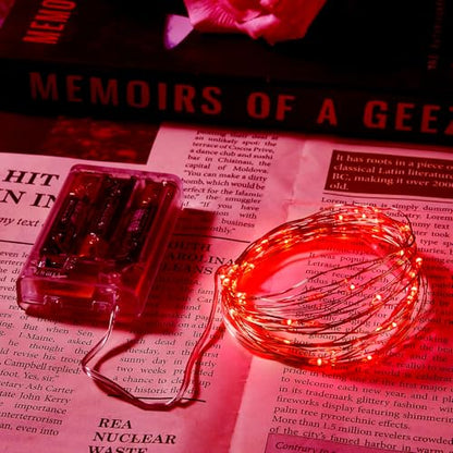 Ariceleo 2 Pack 16.4ft Battery Operated String Lights with Timer, Red with Synchronized Twinkle Mode, Fairy Lights Battery Powered, 50 LEDs, Idea for Christmas Bedroom Party Wedding - color: Red, size: 2 Pack-Upgrade