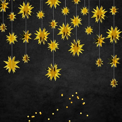 KatchOn, Pack of 15, 3D Gold Star Garland Decorations | Star Hanging Decorations for New Years Decorations 2026 with Silver Happy New Years Balloons | Happy New Year Eve Balloons for NYE Decor