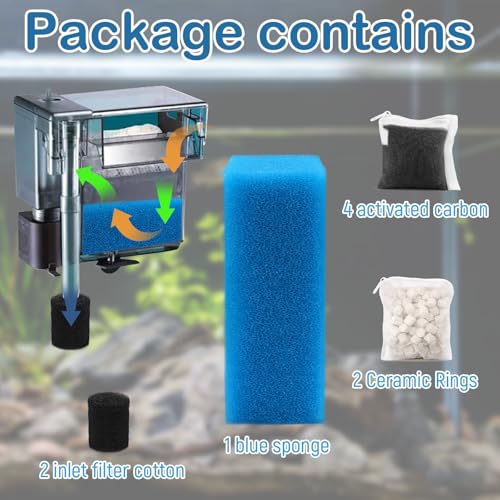 Aquarium Media Maintenance Kit Replacement for Fluval AC110 Power Filter | Includes 1 Blue Foam Filters, 2 Intake Strainer Sponge,2Pack Ceramic Rings and 4 Pack Activated Carbon