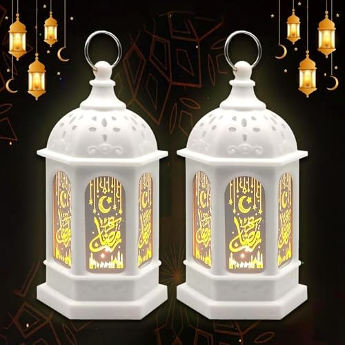 Lifnatty Ramadan Lantern Lights Decorations, Mini Ramadan Lights, Ramadan Eid Gifts, Eid Mubarak Decorations, Ramadan Decorations for Home Party Table Windows 2 Pack